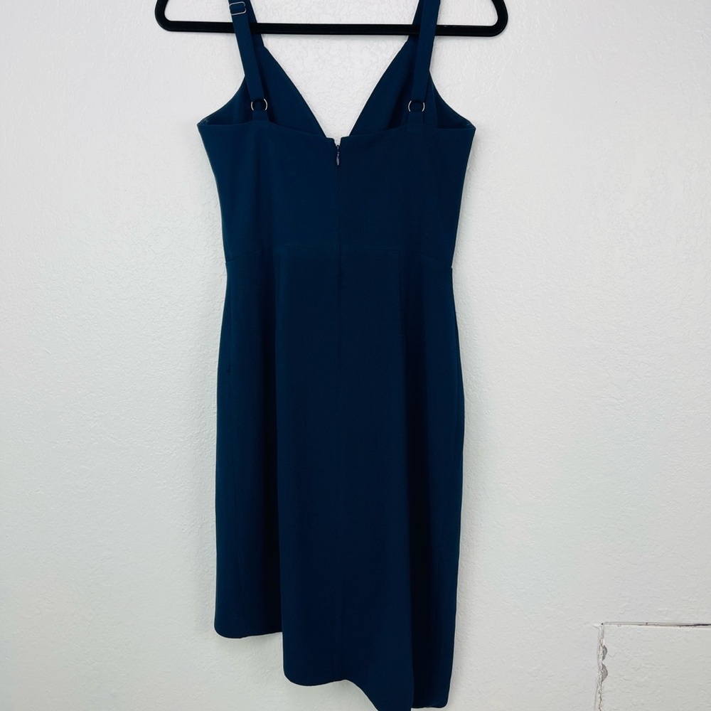Dress the Population Navy Blue faux wrap Asymmetrical pleated dress - Picture 5 of 8